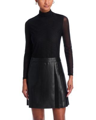 Chara Long Sleeve Mesh & Faux Leather Mini Dress by ALICE+OLIVIA
