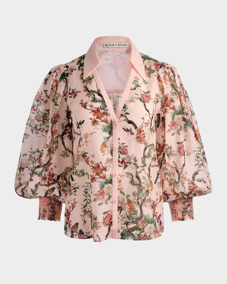 Charis Floral Button-Front Blouse by ALICE+OLIVIA