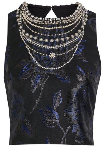 Cherra embellished woven crop top by ALICE+OLIVIA