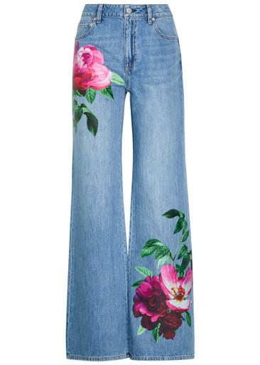 Chic floral-print straight-leg jeans by ALICE+OLIVIA