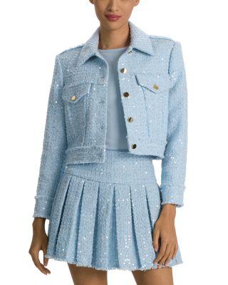 Chloe Sparkle Tweed Cropped Jacket by ALICE+OLIVIA