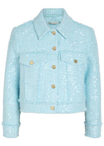 Chloe embellished cropped tweed jacket by ALICE+OLIVIA