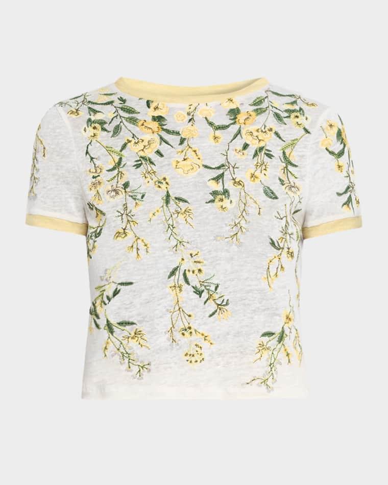 Cindy Embroidered Crop Top by ALICE+OLIVIA