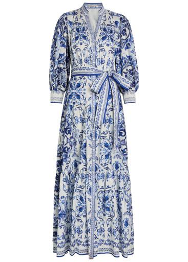 Cora floral-print stretch-cotton maxi shirt dress by ALICE+OLIVIA