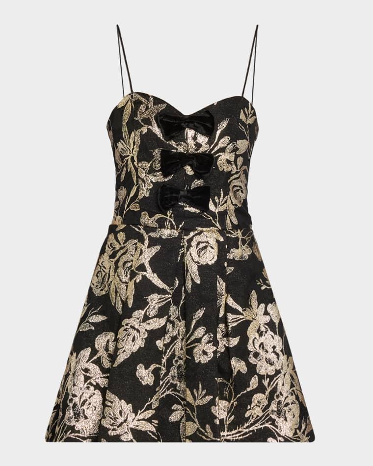 Daniela Floral Metallic Bow-Front Mini Dress by ALICE+OLIVIA