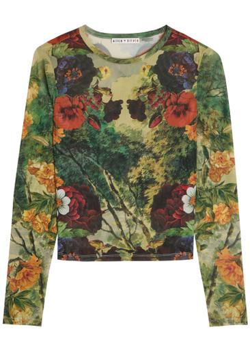 Delaina floral-print mesh top by ALICE+OLIVIA