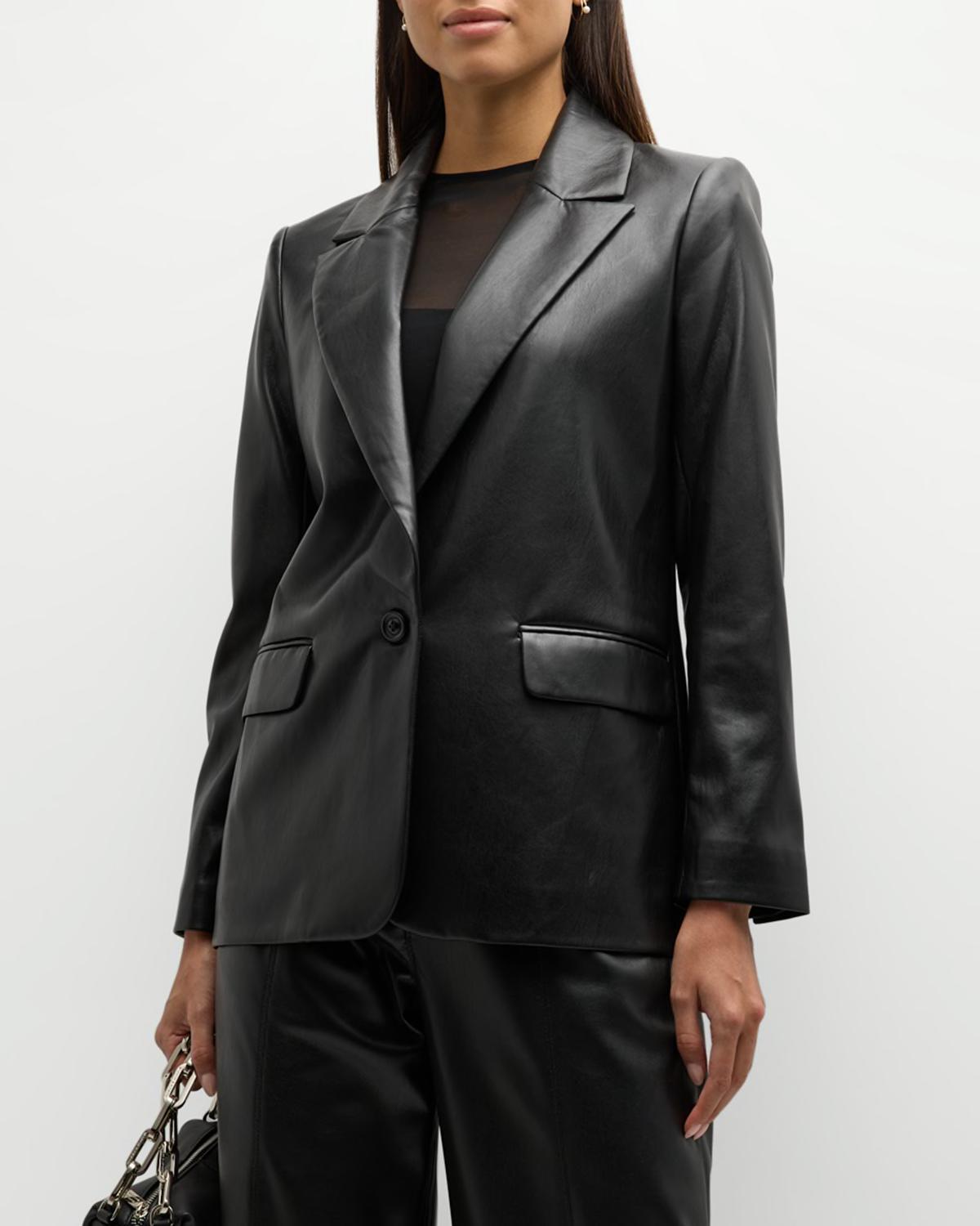 Denny Vegan Leather Boyfriend Blazer by ALICE+OLIVIA