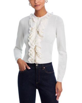 Dollie Ruffle Trim Cardigan by ALICE+OLIVIA