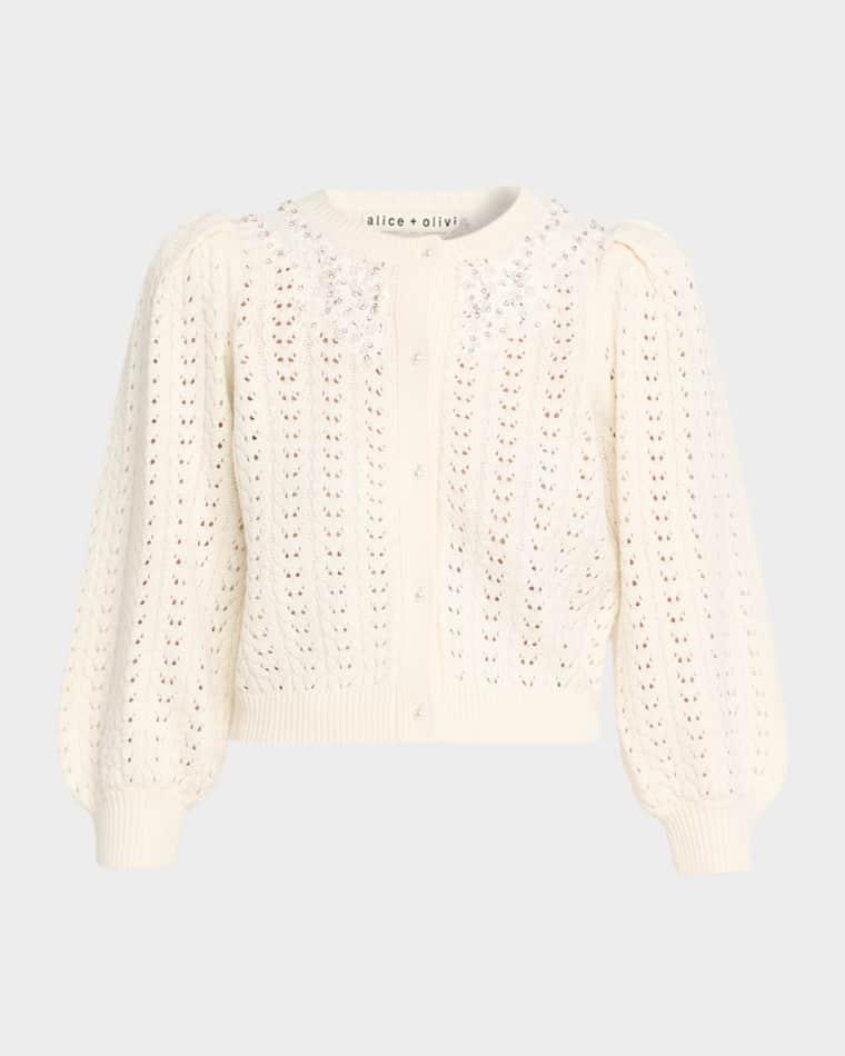Doris Embellished Puff-Sleeve Cardigan by ALICE+OLIVIA