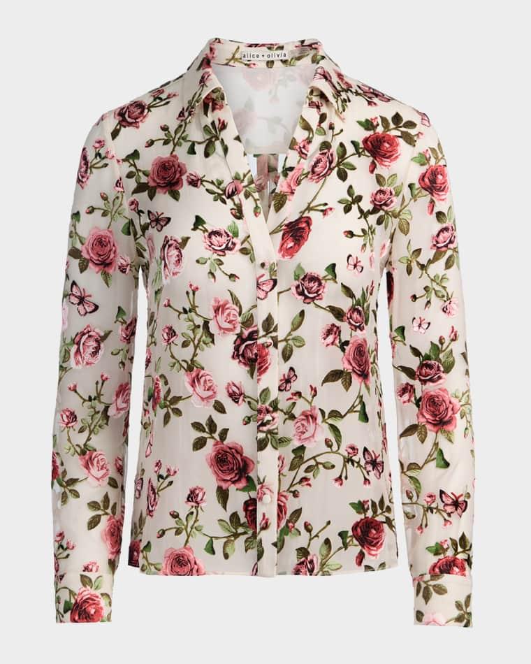 Eloise Button-Front Blouse by ALICE+OLIVIA