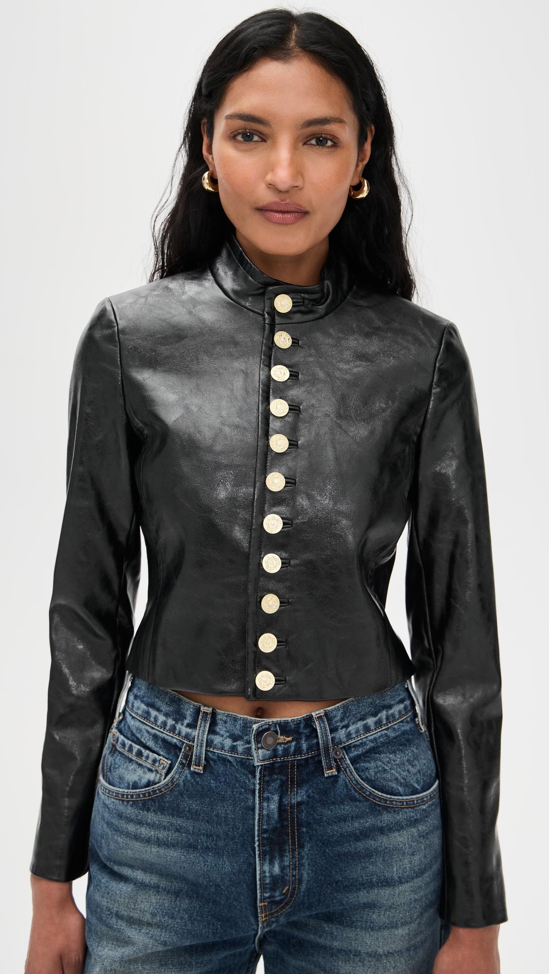 Emerson Vegan Leather Military Jacket by ALICE+OLIVIA