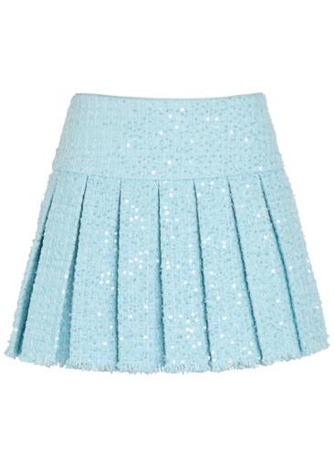 Emilie embellished pleated tweed mini skirt by ALICE+OLIVIA