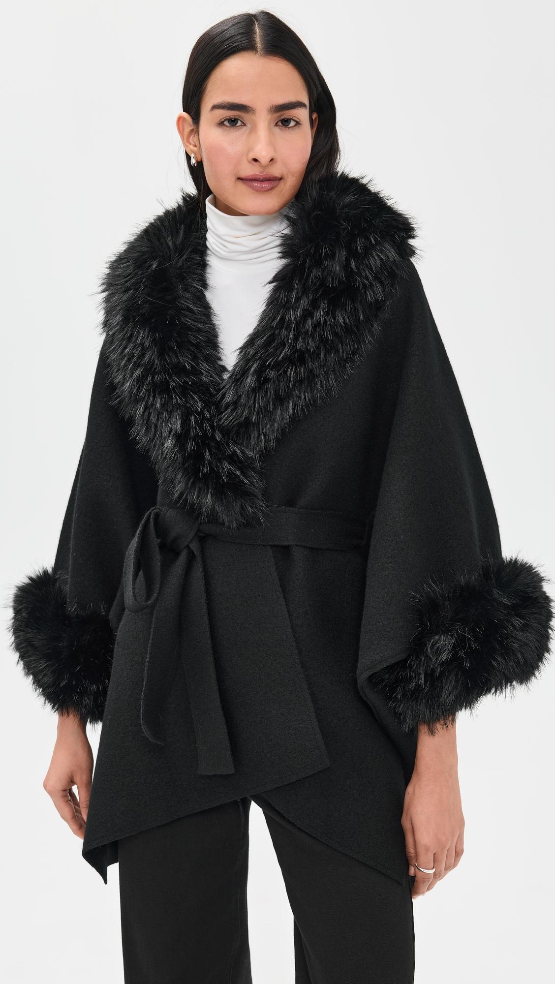 Faux Fur Trim Joanne Sweater Coat by ALICE+OLIVIA