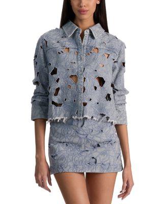 Finely Laser Cut Denim Shirt by ALICE+OLIVIA