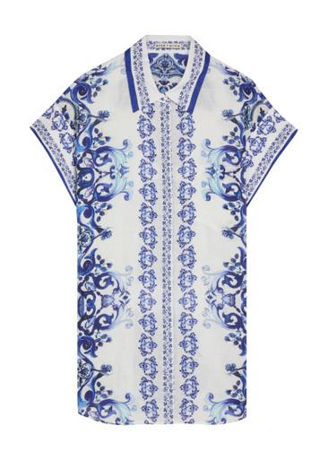 Finely printed linen mini shirt dress by ALICE+OLIVIA