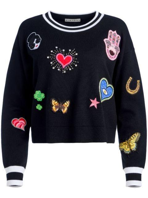Gleeson patch-detail sweatshirt by ALICE+OLIVIA