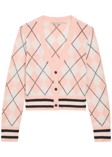 Grace argyl cropped cashmere-blend cardigan by ALICE+OLIVIA