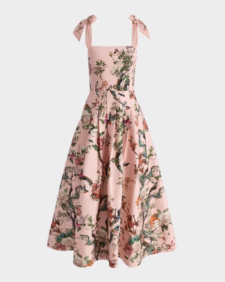 Hana Floral Tie-Shoulder Maxi Dress by ALICE+OLIVIA