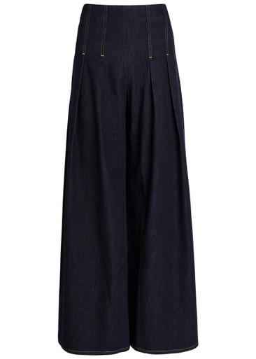 Henry pleated wide-leg denim trousers by ALICE+OLIVIA