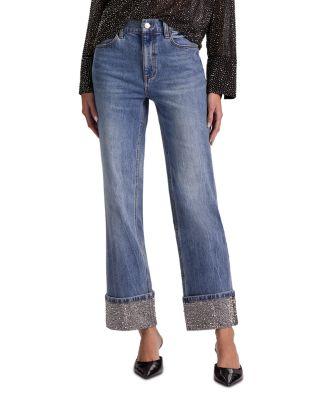 High Rise Straight Jeans in Brooklyn Blue by ALICE+OLIVIA