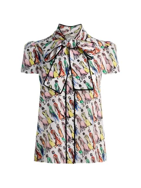 Jeannie piped bow blouse by ALICE+OLIVIA