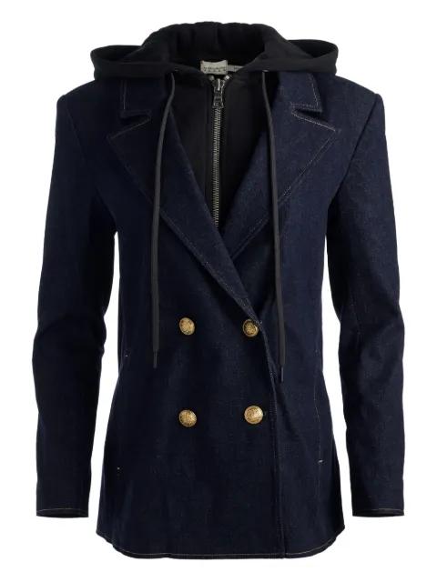 Jordan double-breasted hoodied denim blazer by ALICE+OLIVIA
