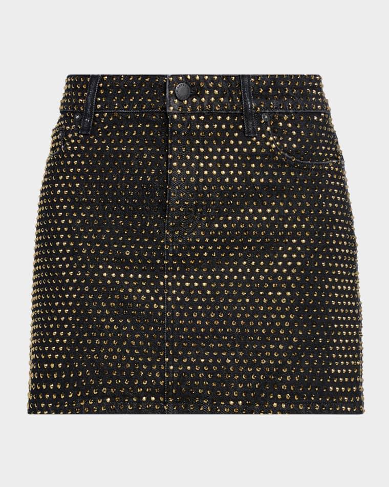 Joss High-Rise Embellished Denim Mini Skirt by ALICE+OLIVIA