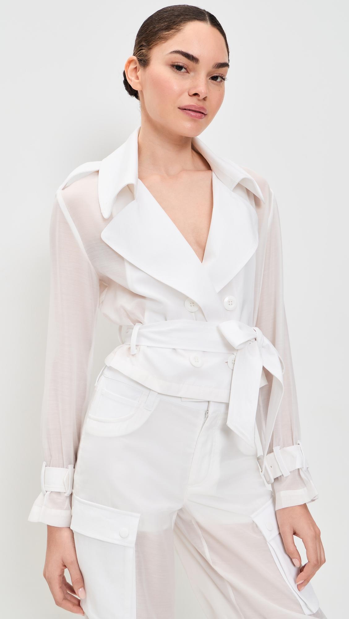 Keith Sheer Combo Cropped Trench with Belt by ALICE+OLIVIA