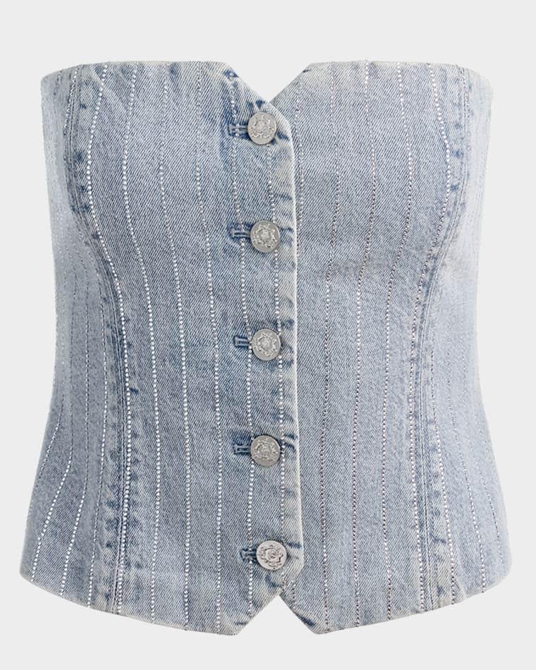 Kelcey Denim Strapless Top by ALICE+OLIVIA