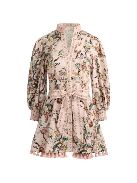 Lucy floral-pattern tassel-trim mini dress by ALICE+OLIVIA
