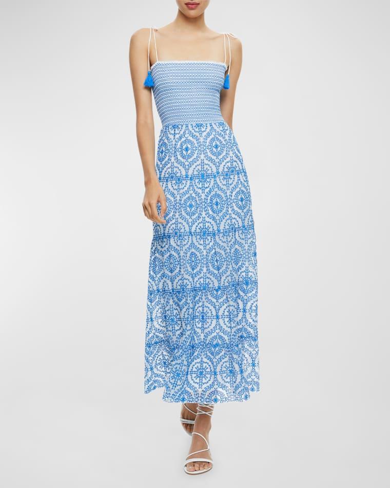 Marna Embroidered Tiered Tie-Strap Maxi Dress by ALICE+OLIVIA