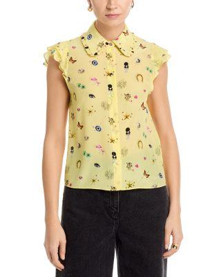 Martel Silk Flutter Sleeve Blouse by ALICE+OLIVIA