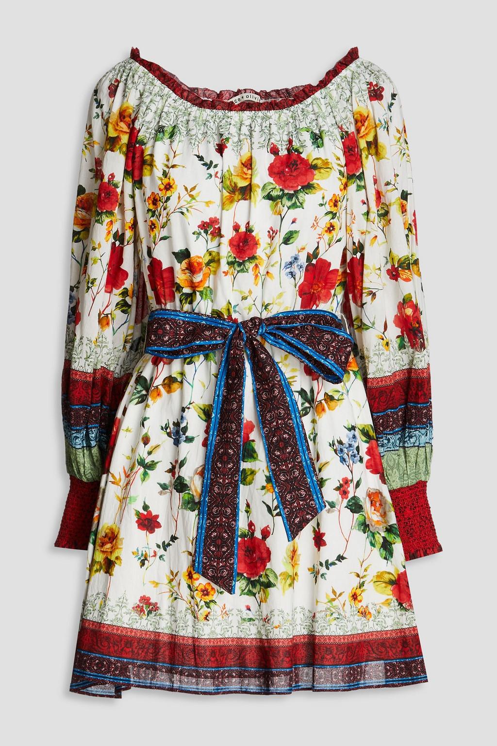 Mary ruffled floral-print cotton-mousseline mini dress by ALICE+OLIVIA