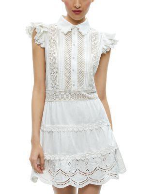 Meeko Embroidered Ruffle Sleeve Dress by ALICE+OLIVIA