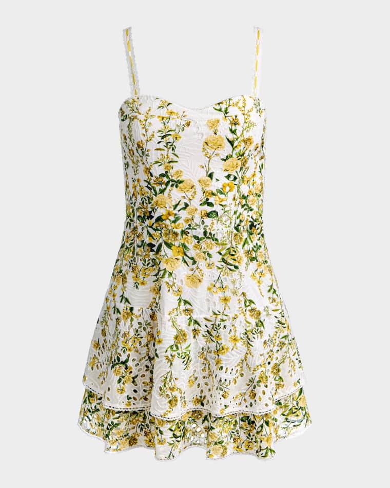 Meredith Embroidered Floral Mini Dress by ALICE+OLIVIA