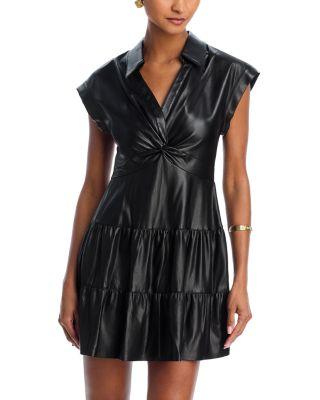Mila Faux Leather Twist Front Cap Sleeve Dress by ALICE+OLIVIA