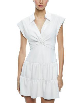 Mila Faux Leather Twist Front Cap Sleeve Dress by ALICE+OLIVIA