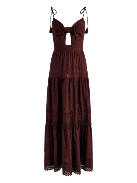 Minka tie-front embroidered maxi day dress by ALICE+OLIVIA