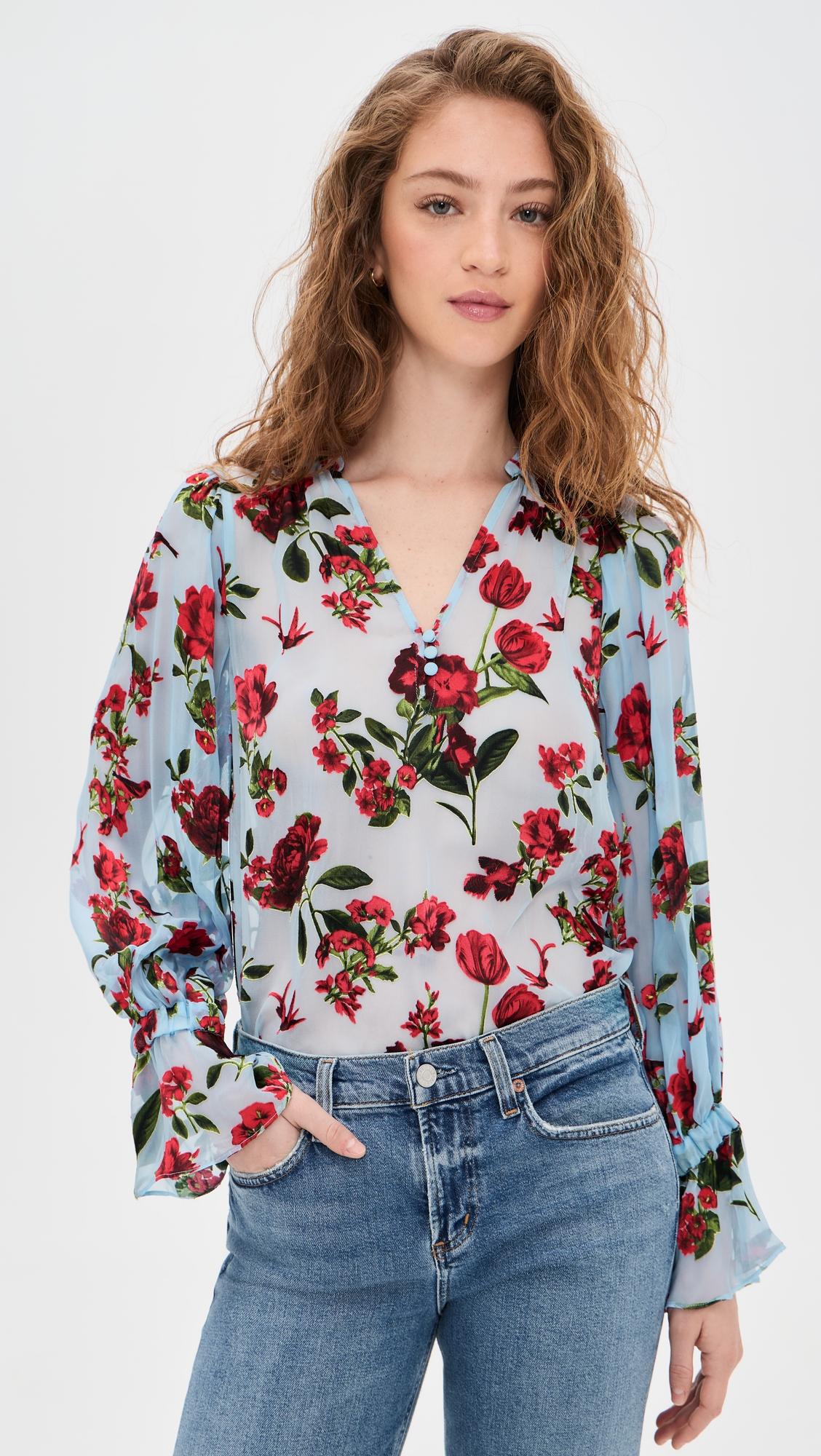 Moranne Blouson Ruffle Sleeve Top by ALICE+OLIVIA