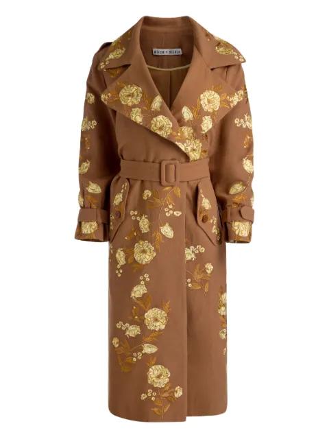 Nevada floral-embroidered trench coat by ALICE+OLIVIA