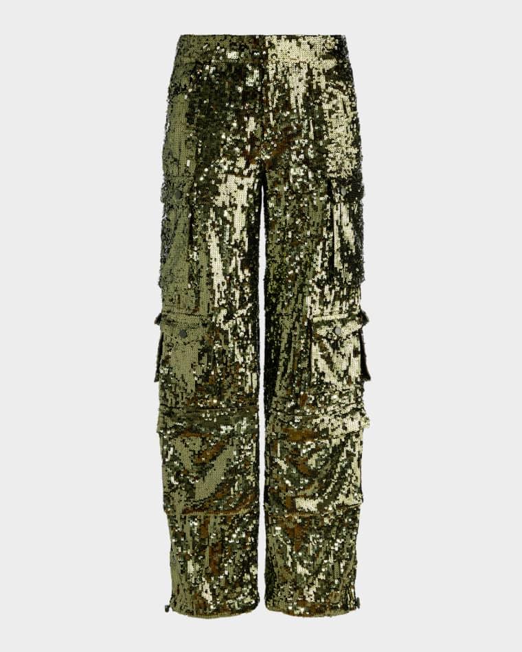 Olympia Mid-Rise Sequined Cargo Pants by ALICE+OLIVIA