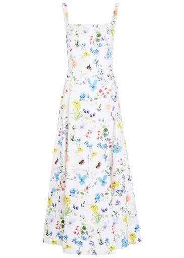 Polly floral linen-blend midi dress by ALICE+OLIVIA