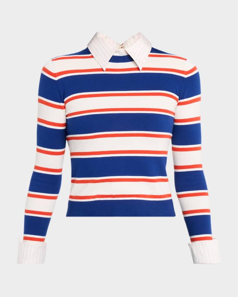 Porla Striped Collared Sweater by ALICE+OLIVIA