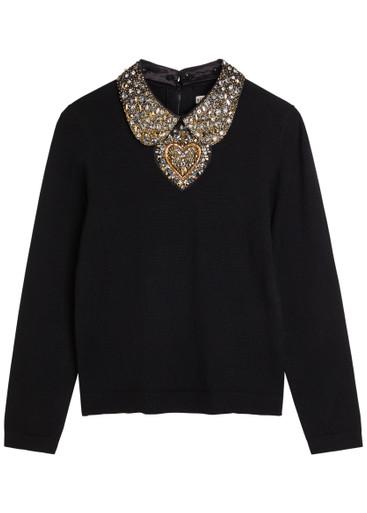 Porla embellished stretch-wool top by ALICE+OLIVIA