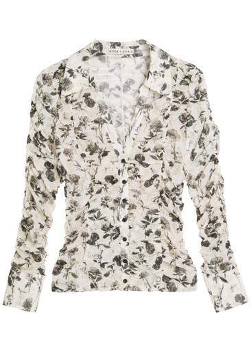 Portia Forest ruched mesh shirt by ALICE+OLIVIA