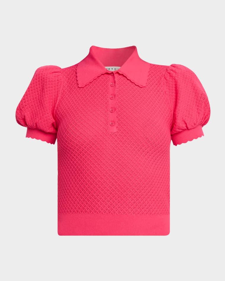 Ramona Pointelle Knit Polo by ALICE+OLIVIA