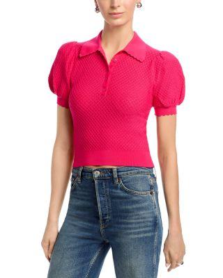 Ramona Pointelle Polo Sweater by ALICE+OLIVIA