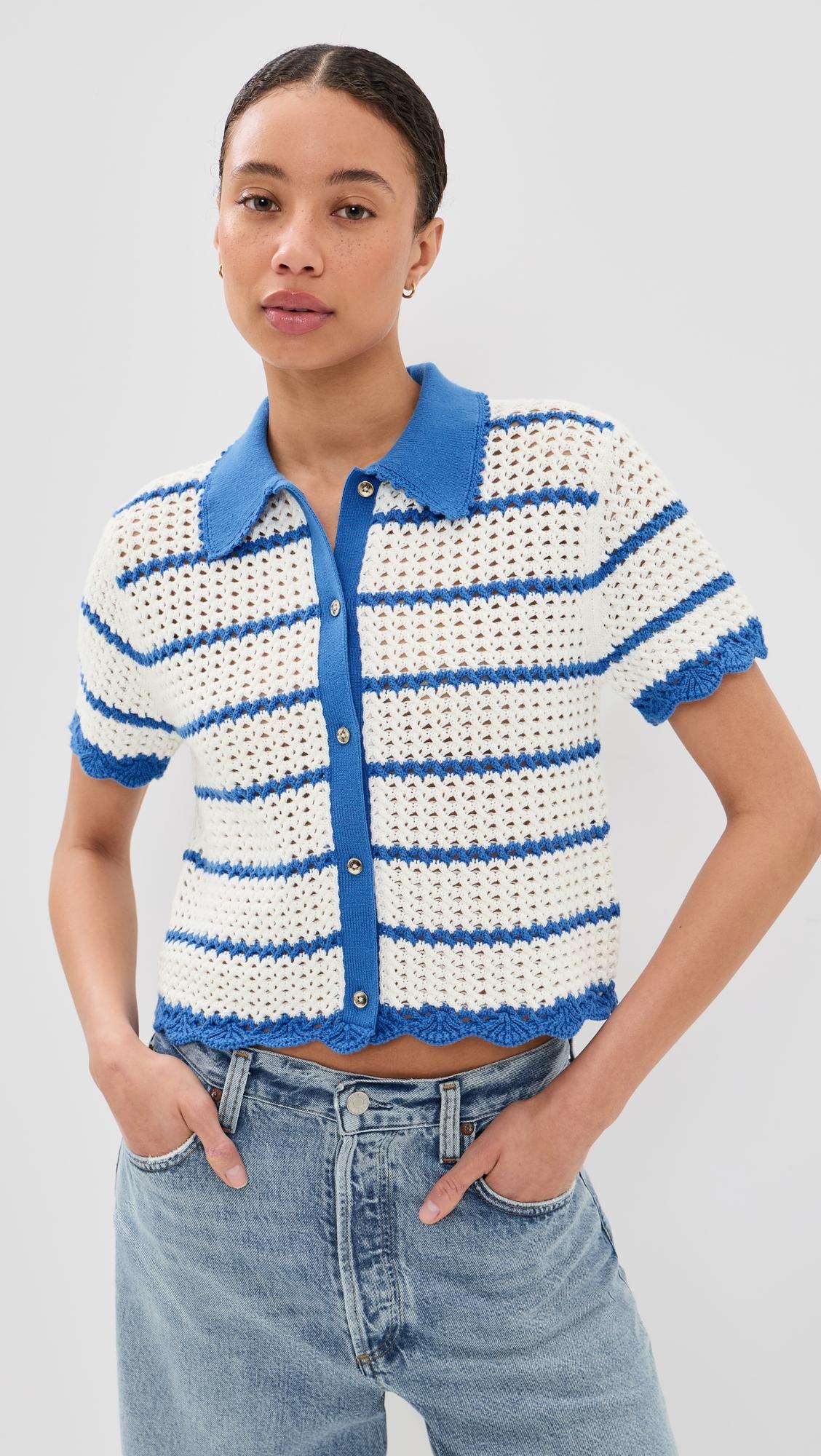 Randall Pointelle Polo Cardigan by ALICE+OLIVIA