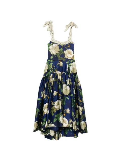 Rosalee floral tie-strap midi dress by ALICE+OLIVIA