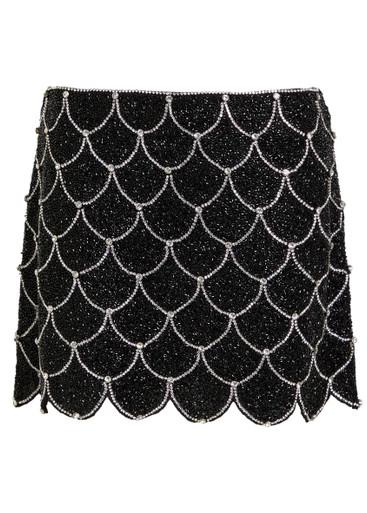 Rubi embellished scalloped stretch-mesh mini skirt by ALICE+OLIVIA